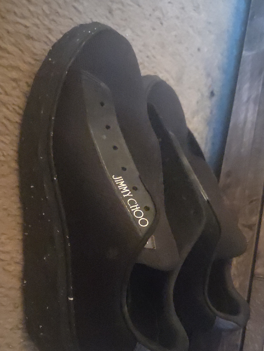 Jimmy Choo Black Platform Slip-On Loafers